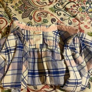 girls plaid pink and blue flannel long sleeve